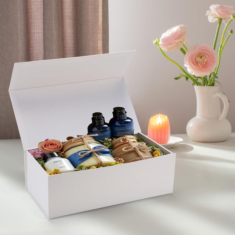 Ditwis 4 Pack 12x6x4 Inches Gift Boxes with Magnetic Closure Lids, White Magnetic Box for Wedding, Groomsmen Bridesmaid Proposal, Birthdays, Mother's Day - Image 4